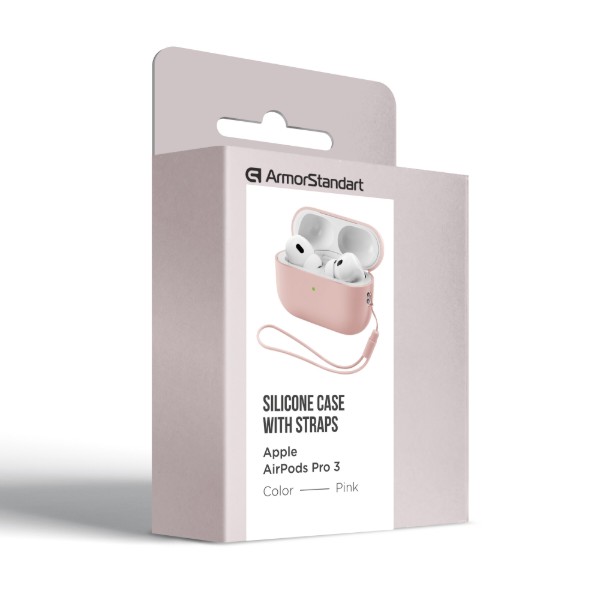 Фото - Чехол для наушников Armorstandart Silicone Case with straps for Apple AirPods Pro 3 Pink (ARM91283)